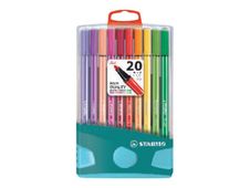 STABILO Pen 68 ColorParade - feutre - noir, vert, jaune, orange, brun, violet, vert clair, bleu d'outremer, rouge foncé, bleu prussien, lilas, gris foncé, bleu foncé, carmin, bleu turquoise, ocre foncé, azur, vert turquoise, rose vif, couleur chair clair