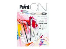 Clairefontaine PaintON - Bloc encollé - A4 - 24 feuilles - blanc, gris, noir, naturel, denim