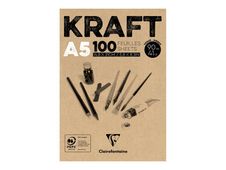 Clairefontaine Kraft - Bloc de dessin encollé - A5 - 100 feuilles - 90 gr