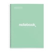 Notebook Emotions, Couverture rigide, A4, quadrillage 5x5 mm, 80 feuilles de 1 couleur, Miquelrius, Menthe.