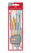 Faber Castell - Pack de 4 pinceaux de taille différente - soft touch - couleurs assorties