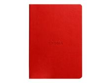 RHODIA Rhodiarama - Cahier de notes - reliure piquée - A5 (148 x 210 mm) - 32 feuilles / 64 pages - papier ivoire - ligné - couverture framboise - similicuir