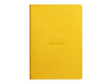RHODIA Rhodiarama - Cahier de notes - reliure piquée - A5 (148 x 210 mm) - 32 feuilles / 64 pages - papier ivoire - ligné - couverture jaune jonquille - similicuir