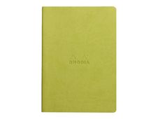RHODIA Rhodiarama - Cahier de notes - reliure piquée - A5 (148 x 210 mm) - 32 feuilles / 64 pages - papier ivoire - ligné - couverture vert anis - similicuir