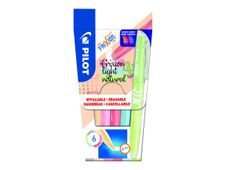 Pilot FriXion Light Soft - Pack de 6 surligneurs effaçables (rouge, vert clair, gris, bleu ciel, rose corail, orange pâle)