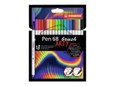 STABILO Pen 68 Brush ARTY - 18 Feutres de coloriage - couleurs assorties