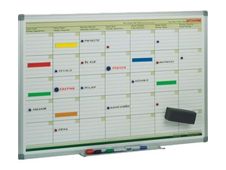 Faibo - Placa de planificador de secado en seco - mensual - montaje en pared - 600 x 900 mm - magnético - metálico, colores variados