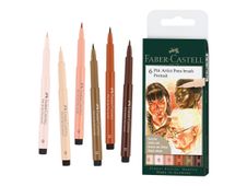 Faber-Castell PITT artist - lot de 6 feutres pointe pinceau - encre de chine - assortiment clair