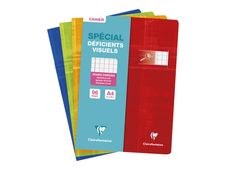 Clairefontaine - Cahier pour déficients visuels - A4 (21 x 29,7 cm) x 96 pages - Grands carreaux (Séyès) noirs agrandis - Disponible en différents coloris