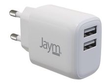 JAYM - Chargeur secteur - charge rapide - 2 USB - blanc