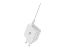 JAYM - Chargeur allume cigare pour voiture - 1 USB + câble USB-C vers USB-C - blanc