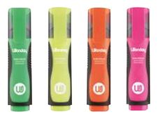 Wonday - Pack de 4 surligneurs - couleurs fluo assorties - corps large