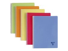 Clairefontaine Linicolor - Cahier polypro à spirale 24 x 32 cm - 100 pages - grands carreaux (Seyes) - disponible dans différentes couleurs