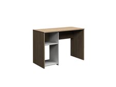 Bureau home office - Finition blanc et imitation chêne avec 1 partie rangement 
