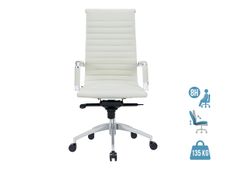 Fauteuil de bureau WARREN - accoudoirs fixes - cuir blanc