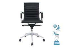 Fauteuil de bureau WARREN - accoudoirs fixes - dossier bas - cuir noir