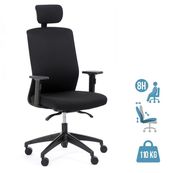 Fauteuil de bureau SCOTTY - accoudoirs réglables - appui-tête réglable - noir