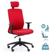 Fauteuil de bureau SCOTTY - accoudoirs réglables - appui-tête réglable - Rouge