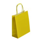 50 Sacs cadeau kraft - poignées torsadées - 22 cm x 12 cm x 31 cm - jaune