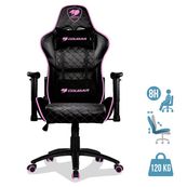 Fauteuil gamer ARMOR ONE - accoudoirs réglables - appui-tête intégré - noir et rose