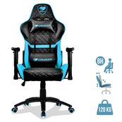 Fauteuil gamer ARMOR ONE - accoudoirs réglables - appui-tête intégré - noir et bleu