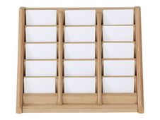 INOVSHOP - Présentoir de carte de visites mural - 3 x 5 compartiments - bois foncé