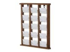 INOVSHOP - Présentoir de cartes de visite mural - 3 x 5 compartiments - finition bois naturel