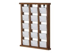 INOVSHOP - Présentoir de cartes de visite mural - 3 x 5 compartiments - finition bois foncé