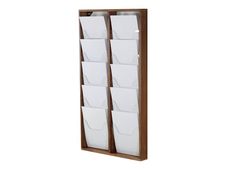 INOVSHOP - Présentoir de journaux mural - 2 x 5 compartiments A4 - bois naturel