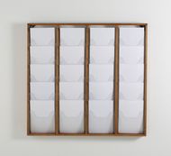 INOVSHOP - Présentoir de journaux mural - 4 x 5 compartiments A4 - bois foncé