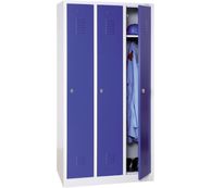 Vestiaire industrie propre monobloc 3 colonnes - H180 x L90 x P50 cm - gris/bleu