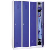 Vestiaire industrie propre monobloc 4 colonnes - H180 x L120 x P50 cm - gris/bleu
