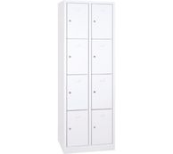 Vestiaire 2 colonnes soit 8 cases monobloc - H180 x L60 x P50 cm - blanc