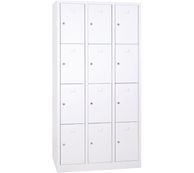 Vestiaire 3 colonnes soit 12 cases monobloc - H180 x L90 x P50 cm - blanc