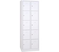 Vestiaire 2 colonnes soit 10 cases monobloc - H180 x L60 x P50 cm - blanc