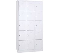 Vestiaire 3 colonnes soit 15 cases monobloc - H180 x L90 x P50 cm - blanc