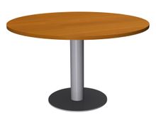Table de réunion ronde - diam 100 cm - pieds tulipe alu - plateau imitation merisier