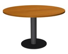 Table de réunion ronde - diam 100 cm - pieds tulipe anthracite - plateau imitation merisier