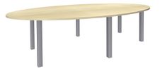 Table de réunion ovale - L280 cm - pieds exprim alu - Plateau imitation érable