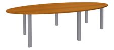 Table de réunion ovale - L280 cm - pieds exprim alu - Plateau imitation merisier 