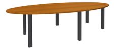 Table de réunion ovale - L280 cm - pieds exprim carbone - Plateau imitation merisier 