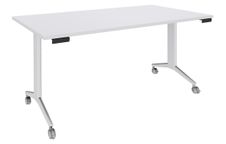 Table de réunion abattantes - L160 x P80 cm - pied blanc - plateau blanc perle