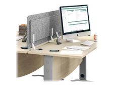 Écran de séparation acoustique pour bureau (sans support de fixation) - L160 x H43 cm - gris chiné
