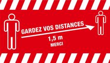 Novus Dahle - Tapis de distanciation sociale -  gardez vos distances- 85 x 150 cm - rouge