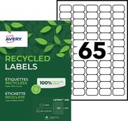 Avery - 6500 Étiquettes adresse recyclées blanches - 38,1 x 21,2 mm - Impression laser - réf LR7651-100
