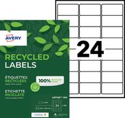 Avery - 2400 Étiquettes adresse recyclées blanches - 63,5 x 33,9 mm - Impression laser - réf LR7159-100