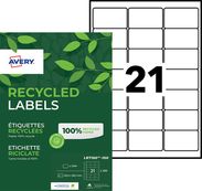 Avery QuickPEEL Recycled Labels - Blanc naturel - 38.1 x 63.5 mm 2100 étiquette(s) (100 feuille(s) x 21 étiquettes adresses