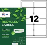 Avery - 1200 Étiquettes adresse recyclées blanches - 99,1 x 42,3 mm - Impression laser - réf LR7177-100