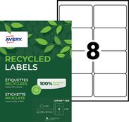 Avery QuickPEEL Recycled Labels - Adhésif permanent - blanc naturel - 67.7 x 99.1 mm 800 étiquette(s) (100 feuille(s) x 8 étiquettes adresses