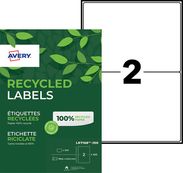 Avery QuickPEEL Recycled Labels - Adhésif permanent - blanc naturel - 143.5 x 199.6 mm 200 étiquette(s) (100 feuille(s) x 2 étiquettes adresses